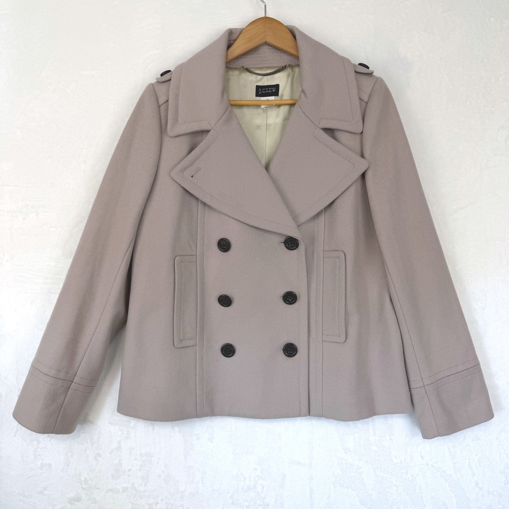 J.Crew Womens‎ Taupe 100% Wool Thinsulate Pea Coat Jacket Size 12 17849 HO 09